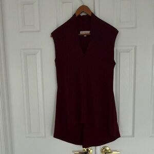 Philosophy V-Neck Tunic Top in Deep Burgundy